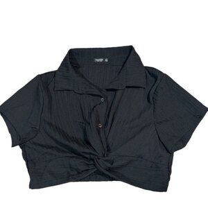 SHEIN Black Cropped collared shirt size 2XL
